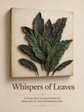 A square relief art plaque featuring textured green and dark charcoal leaves on a warm beige background, shown against a matching beige backdrop with the title &