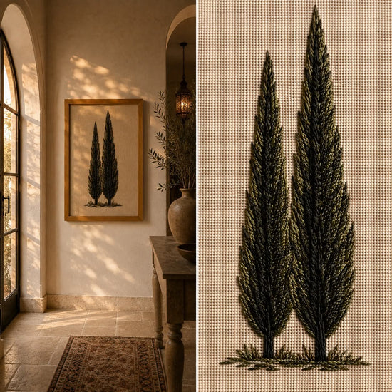 Cypress Trees Handmade Embroidery Wall Art
