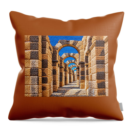 Ancient Stone Archway Perspective - Throw Pillow