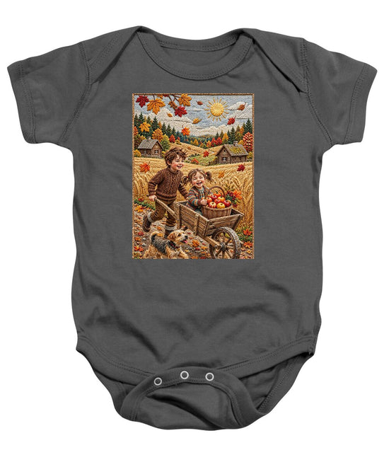 Children Playing in Autumnal Countryside - Baby One-Piece