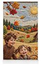 Children Playing in Autumnal Countryside - Yoga Mat