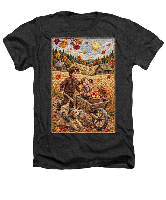 Children Playing in Autumnal Countryside - Heathers T-Shirt