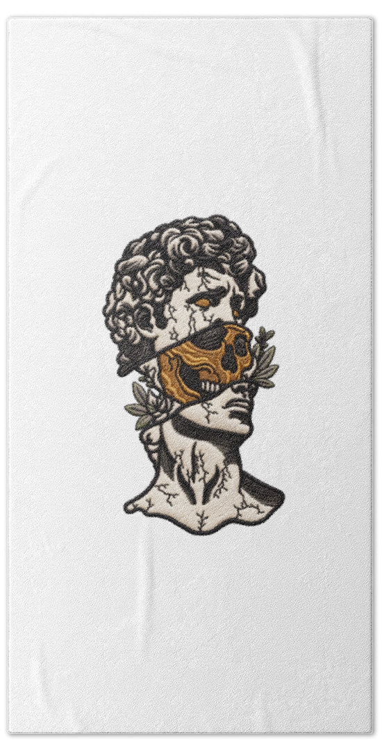 David Sculpture with Skull Overlay - Bath Towel