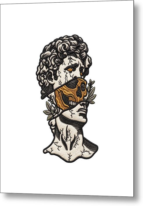 David Sculpture with Skull Overlay - Metal Print