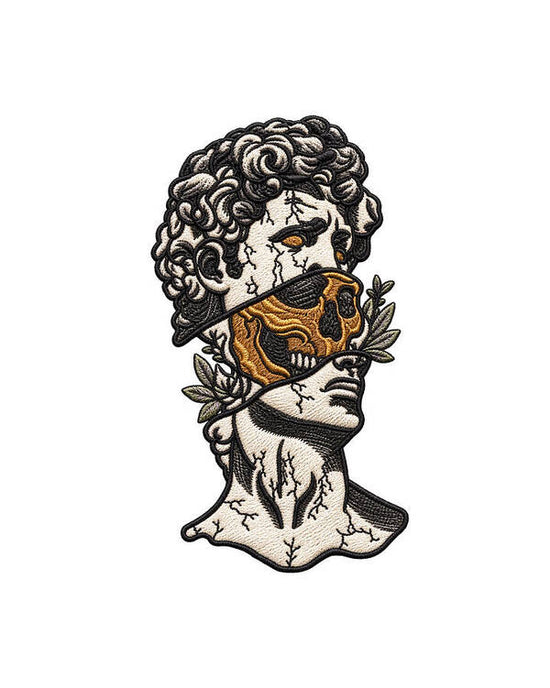 David Sculpture with Skull Overlay - Art Print
