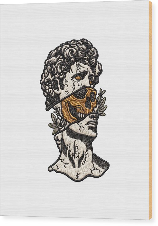 David Sculpture with Skull Overlay - Wood Print