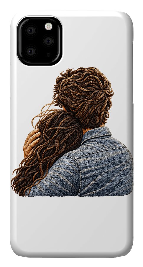 Embracing Couple from Behind - Phone Case