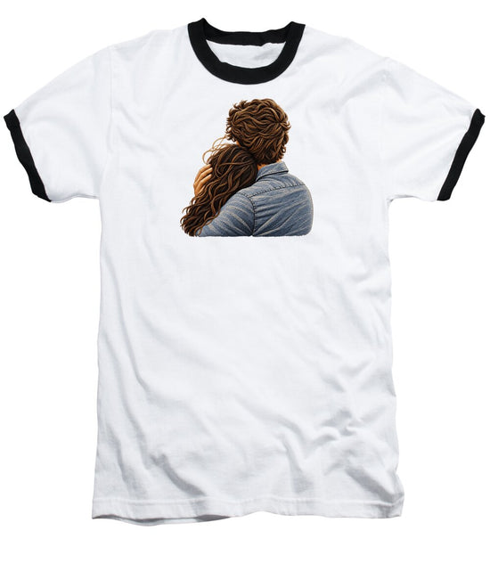 Embracing Couple from Behind - Baseball T-Shirt