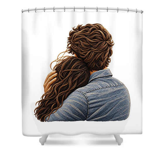 Embracing Couple from Behind - Shower Curtain