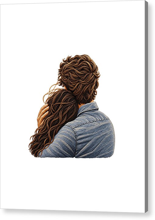 Embracing Couple from Behind - Acrylic Print