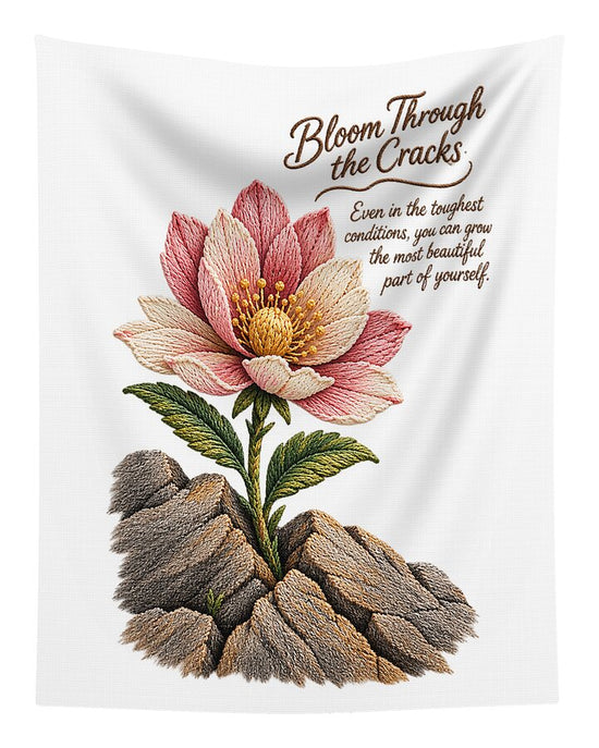 Flower Blooms Amid Rock - Tapestry