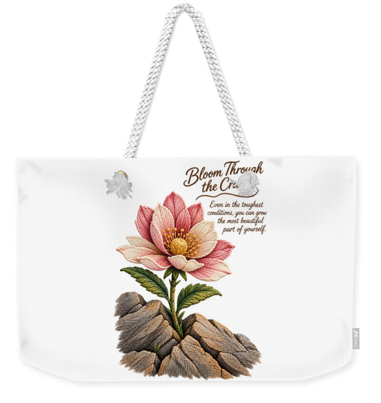 Flower Blooms Amid Rock - Weekender Tote Bag