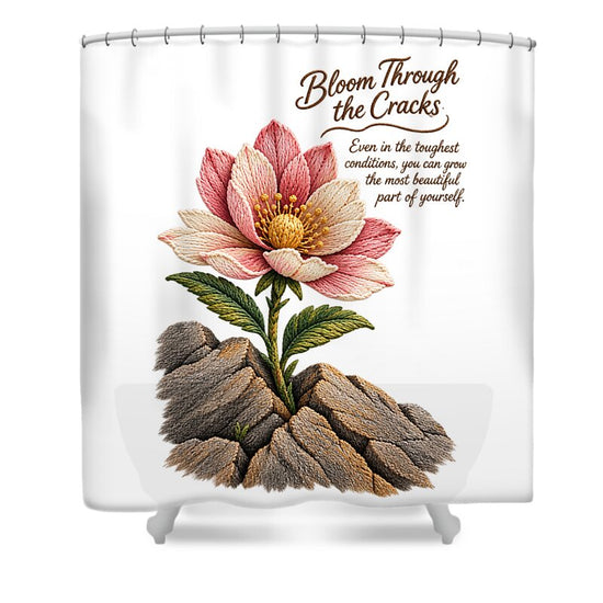 Flower Blooms Amid Rock - Shower Curtain