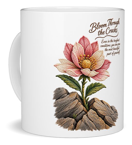 Flower Blooms Amid Rock - Mug