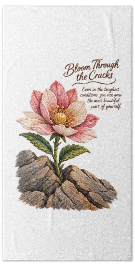 Flower Blooms Amid Rock - Beach Towel