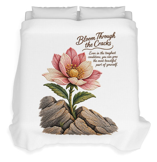 Flower Blooms Amid Rock - Duvet Cover
