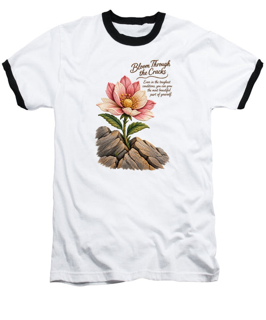 Flower Blooms Amid Rock - Baseball T-Shirt