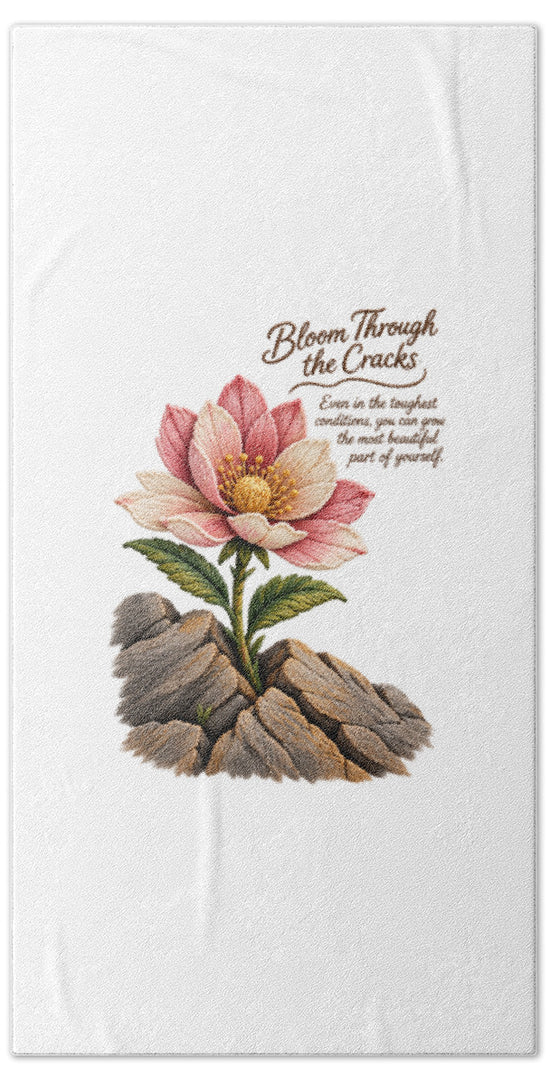 Flower Blooms Amid Rock - Bath Towel