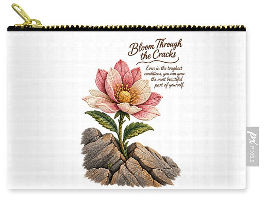 Flower Blooms Amid Rock - Zip Pouch