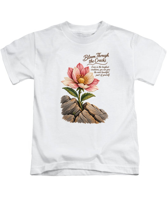 Flower Blooms Amid Rock - Kids T-Shirt