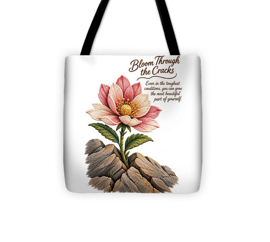 Flower Blooms Amid Rock - Tote Bag