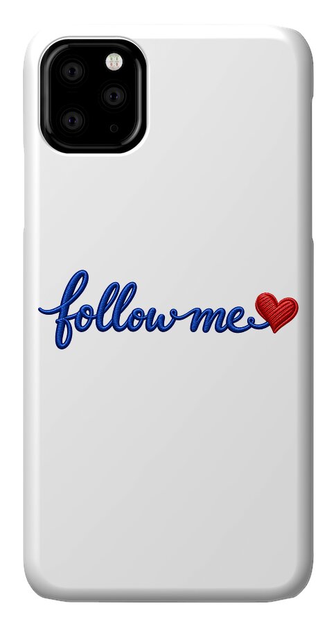 Follow Me Text with Heart - Phone Case