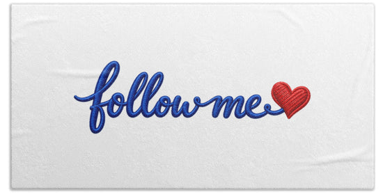 Follow Me Text with Heart - Beach Towel
