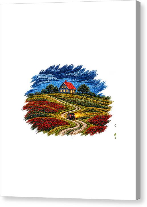 House on a Colorful Hill - Canvas Print