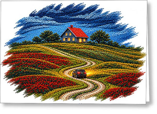 House on a Colorful Hill - Greeting Card