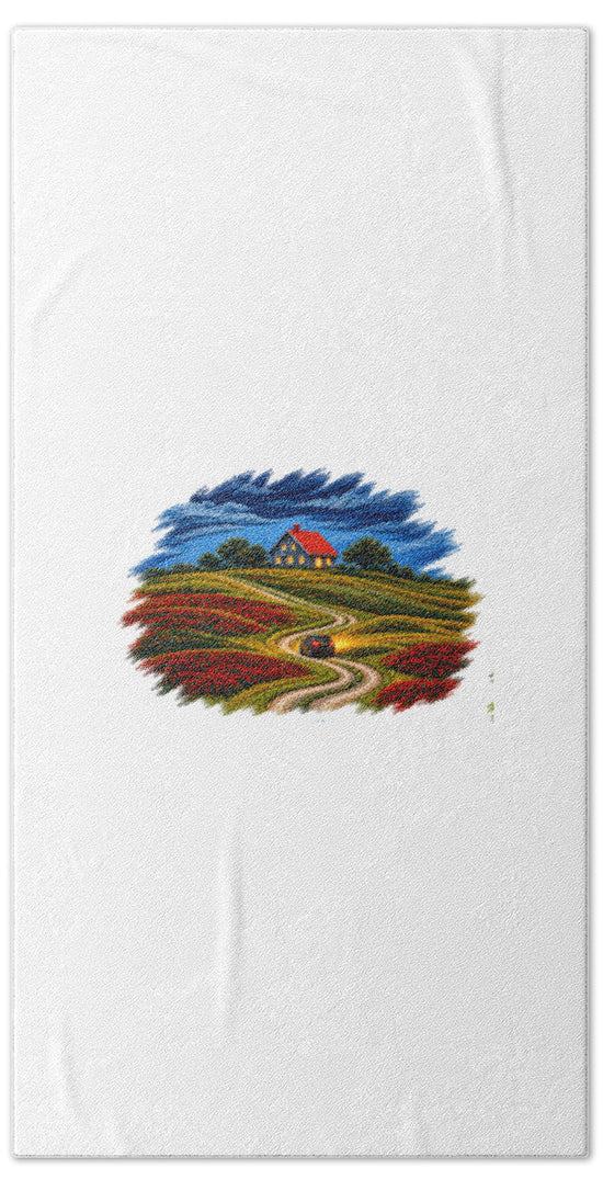 House on a Colorful Hill - Bath Towel