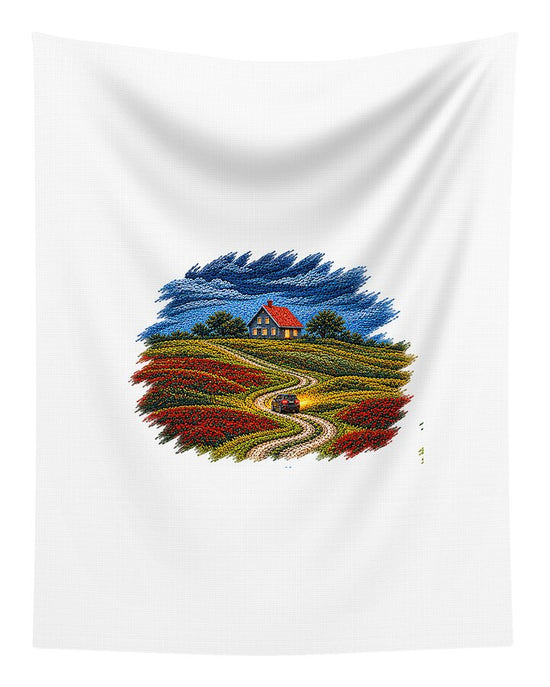House on a Colorful Hill - Tapestry