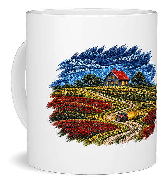 House on a Colorful Hill - Mug