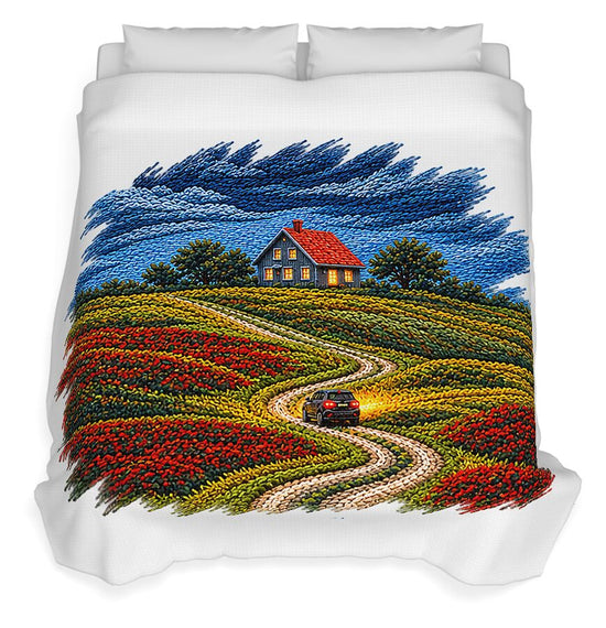 House on a Colorful Hill - Duvet Cover
