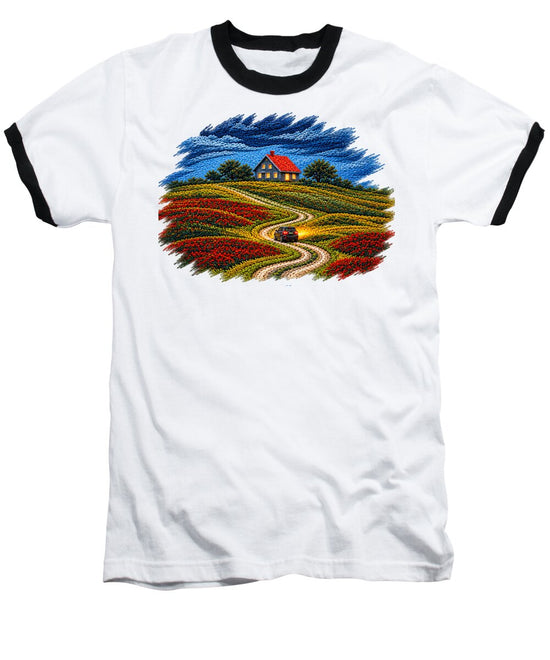 House on a Colorful Hill - Baseball T-Shirt