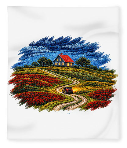 House on a Colorful Hill - Blanket