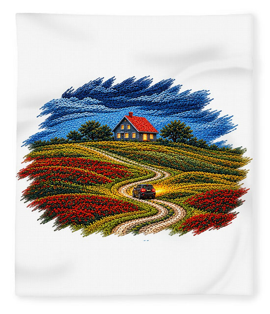 House on a Colorful Hill - Blanket