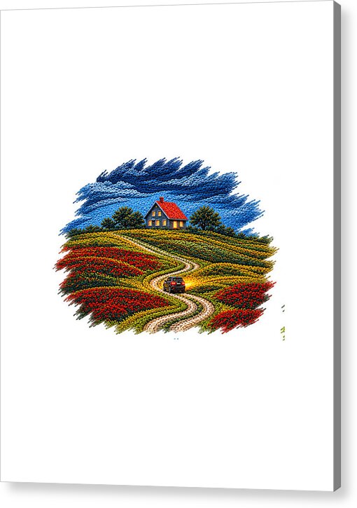 House on a Colorful Hill - Acrylic Print