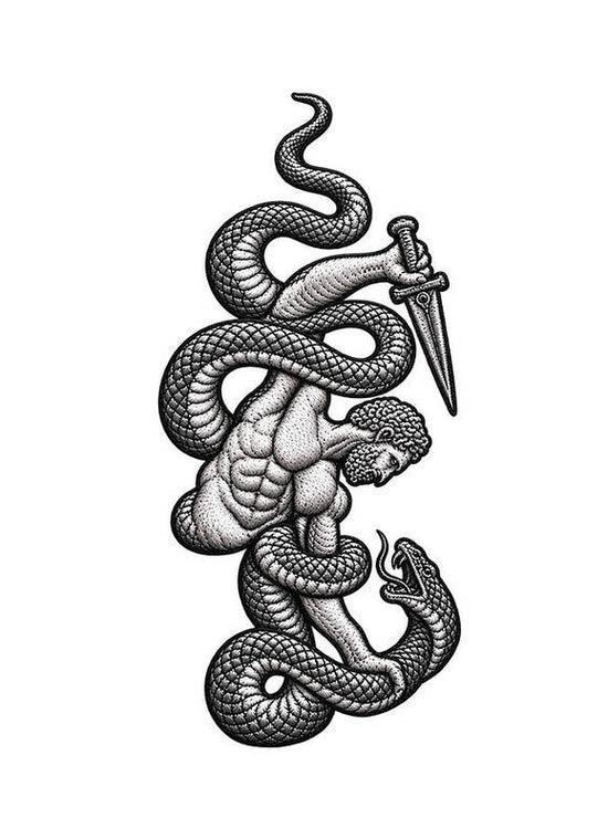 Intricate Snake and Dagger Artwork - Art Print