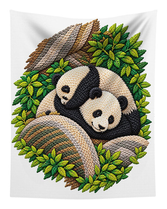 Playful Pandas in Bamboo Forest - Tapestry