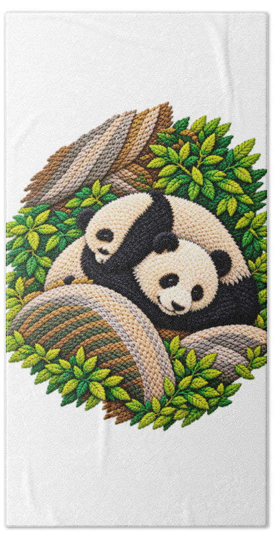 Playful Pandas in Bamboo Forest - Beach Towel