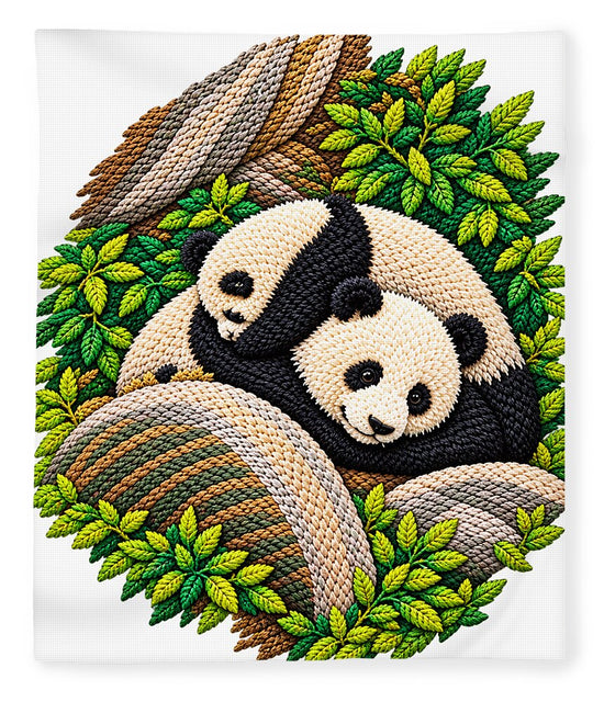 Playful Pandas in Bamboo Forest - Blanket