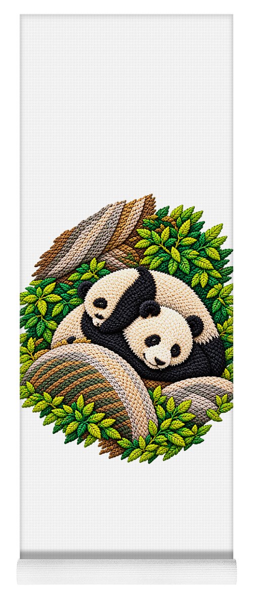 Playful Pandas in Bamboo Forest - Yoga Mat