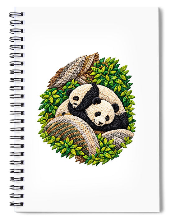 Playful Pandas in Bamboo Forest - Spiral Notebook