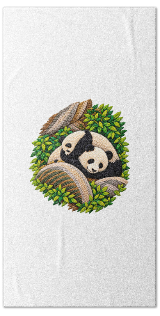 Playful Pandas in Bamboo Forest - Bath Towel