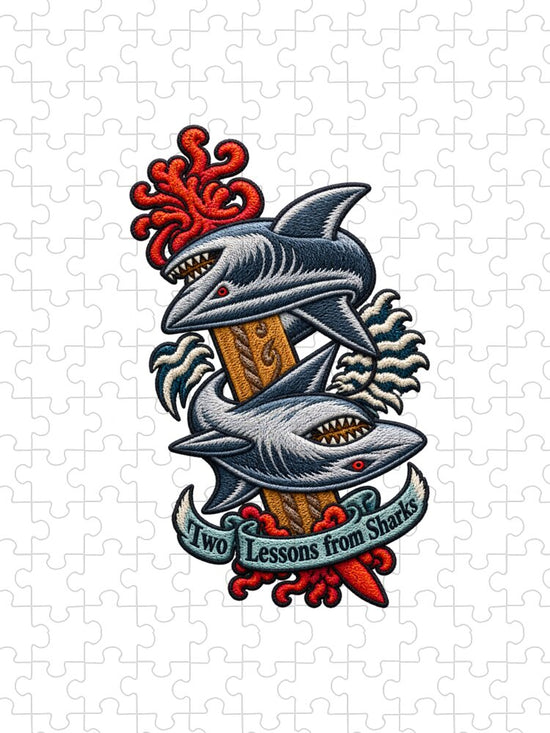 Sharks with Sword and Waves - Puzzle