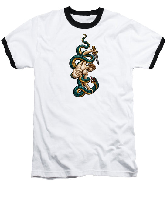 Warrior Entwined with Serpents - Baseball T-Shirt