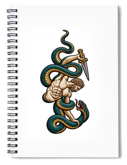 Warrior Entwined with Serpents - Spiral Notebook
