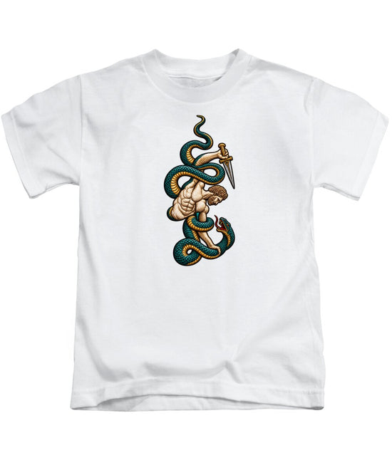 Warrior Entwined with Serpents - Kids T-Shirt